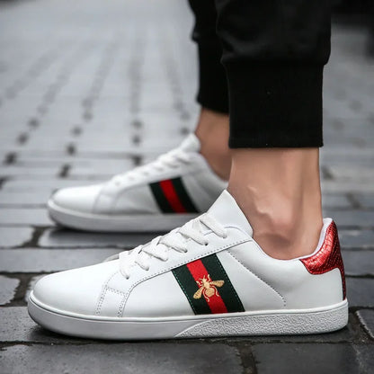 Unisex Genuine Leather Embroidered Motif Sneakers