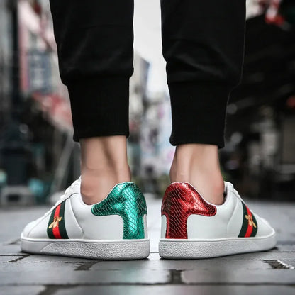 Unisex Genuine Leather Embroidered Motif Sneakers