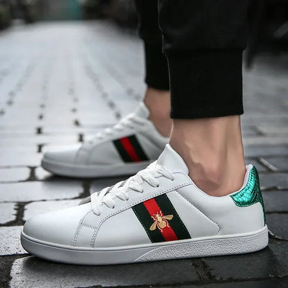 Unisex Genuine Leather Embroidered Motif Sneakers