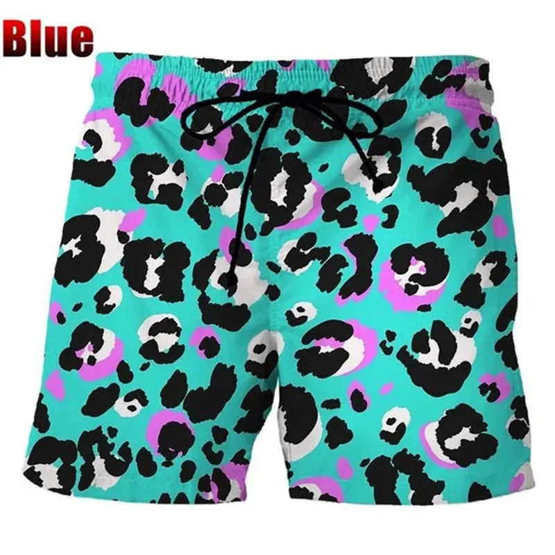 Unisex Colorful Leopard Beach Swim Trunks