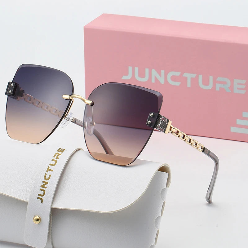 Unisex Rimless UV400 Eyewear Square Frame Sunglasses