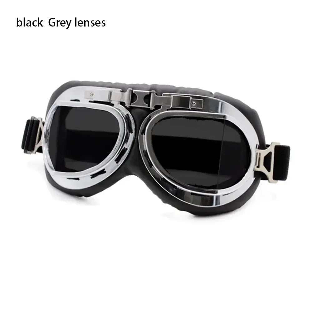 Classic Vintage Motorcycle Leather Retro Pilot Glasses