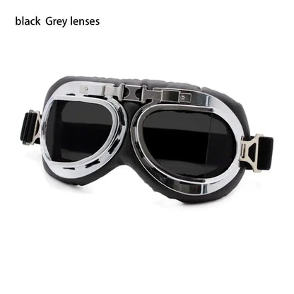 Classic Vintage Motorcycle Leather Retro Pilot Glasses