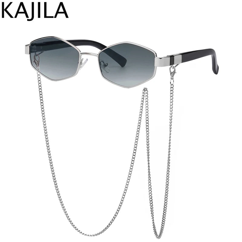 Women's Hexagon Frame Chain Sunglasses
