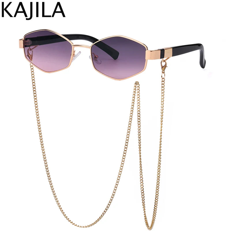 Women's Hexagon Frame Chain Sunglasses