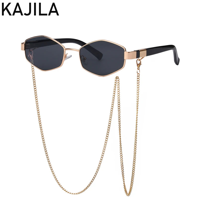 Women's Hexagon Frame Chain Sunglasses