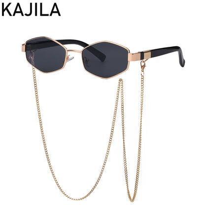 Women's Hexagon Frame Chain Sunglasses