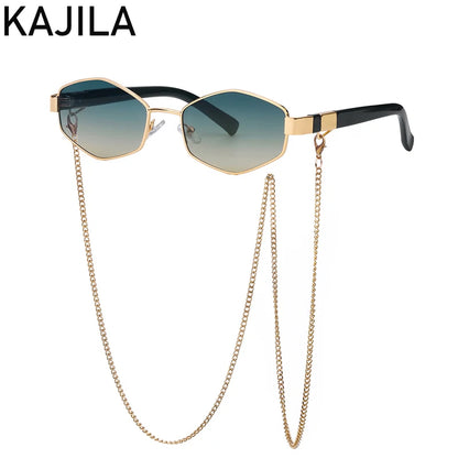 Women's Hexagon Frame Chain Sunglasses