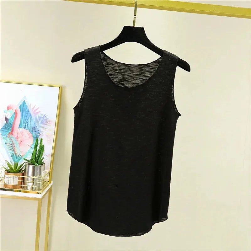 Women's Loose Sleeveless Cotton Tank Top