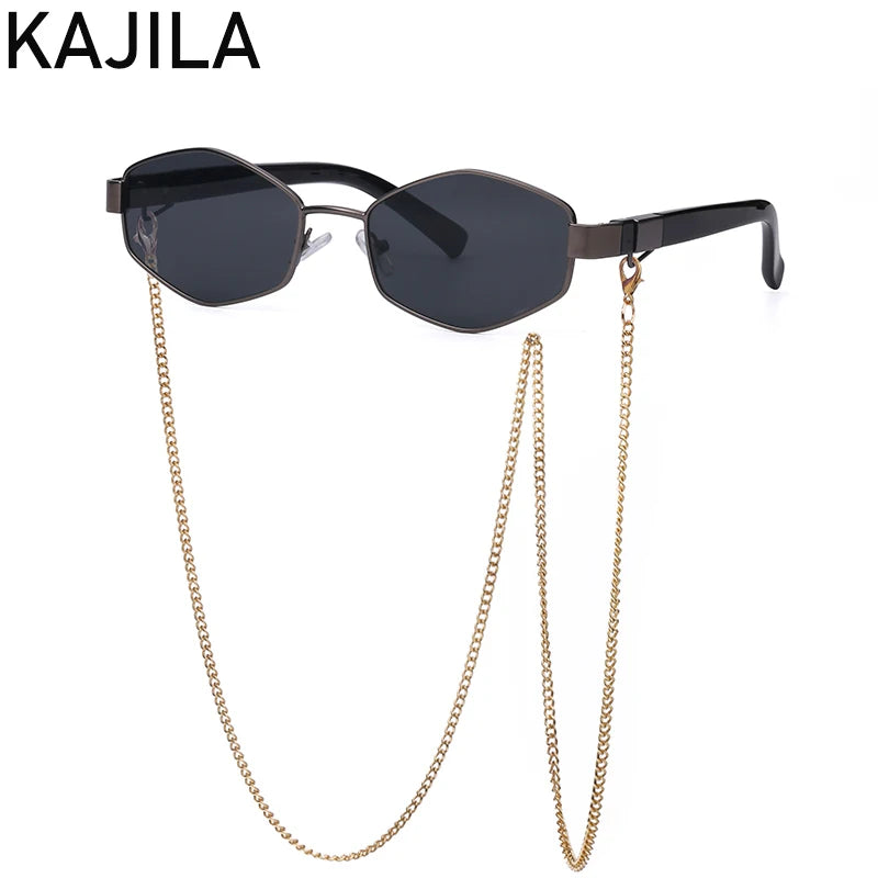 Women's Luxury Hexagon Frame Chain Sunglasses