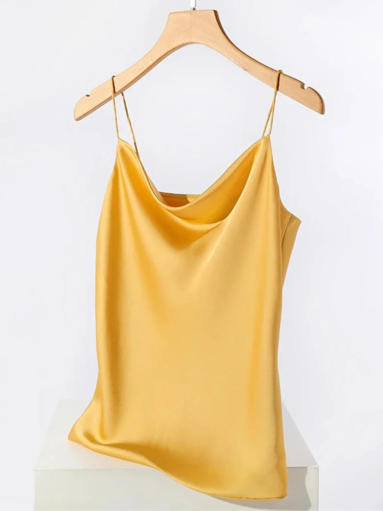 Women's Satin Silk Halter Cami Tank Tops