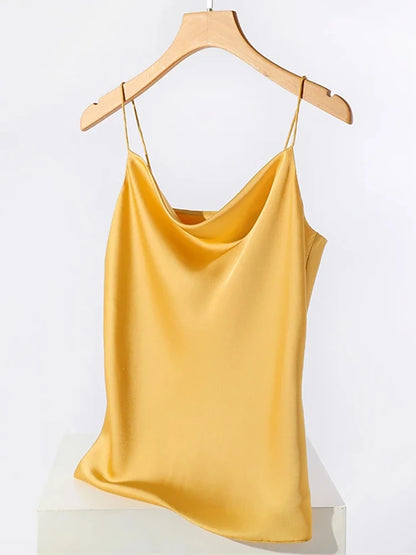 Women's Satin Silk Halter Cami Tank Tops