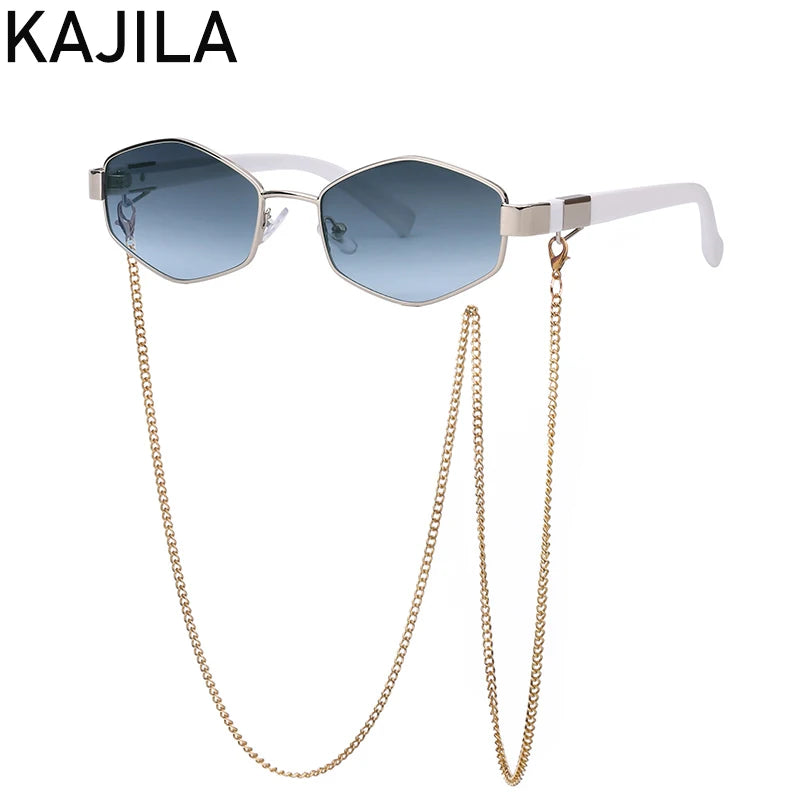 Women's Hexagon Frame Chain Sunglasses