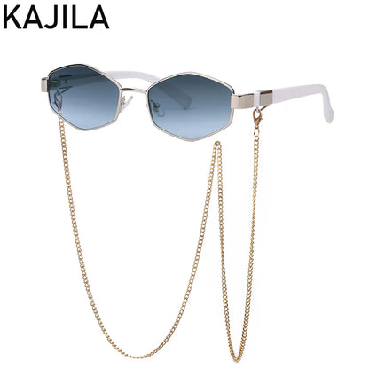 Women's Hexagon Frame Chain Sunglasses